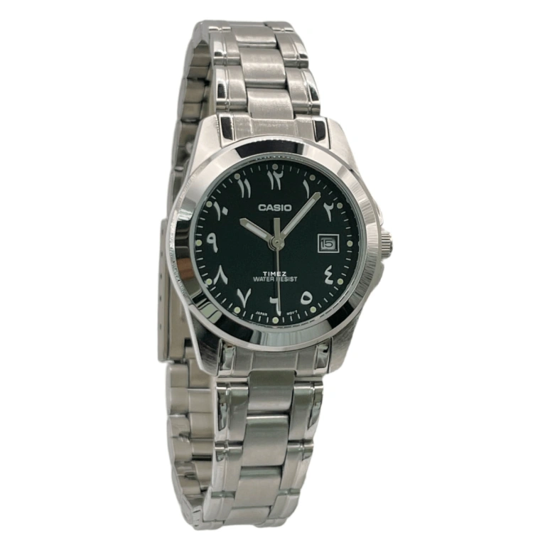 Casio,ANALOGUE 32mm,32mm,Stainless Steel,Black,Quartz,Day,Glass,LTP,LTP-1215A-1B3