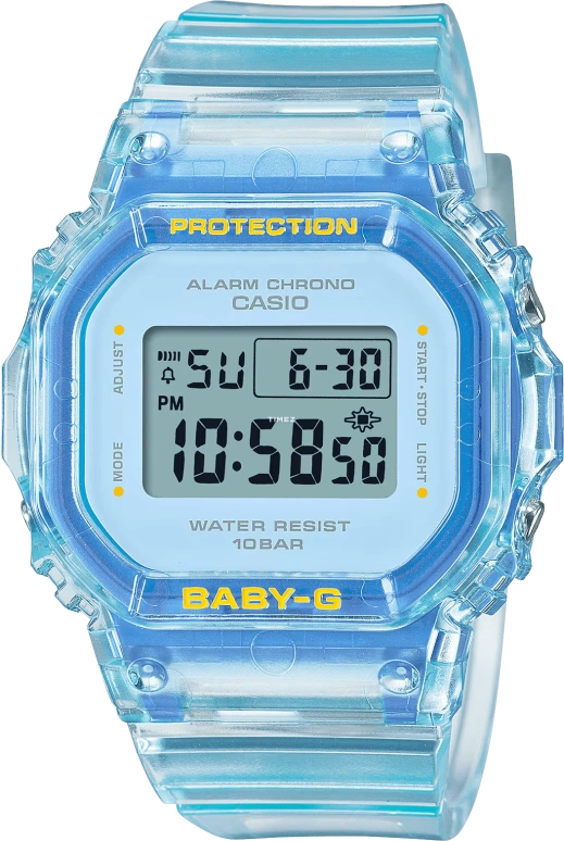 Casio,BGD-565 42.10x37.90mm,42.10x37.90mm,Resin,Blue,Grey,Quartz,Countdown,Chronograph,Month,Date,Hardlex,Square,BGD565SJ,BGD565SJ-2