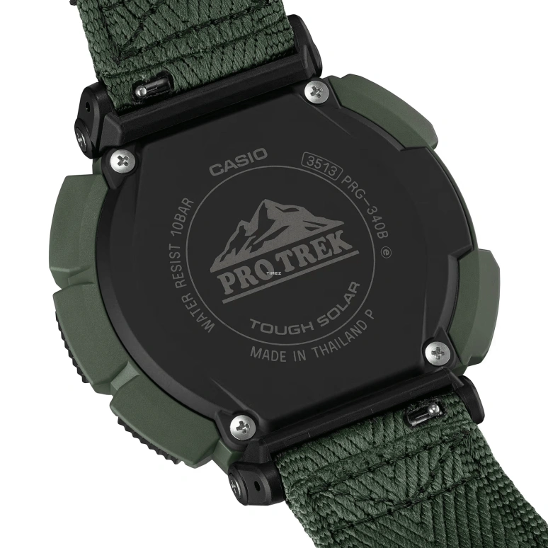 Casio,PROTREK 54.70x51.70mm,54.70x51.70mm,Resin,Bio-sourced,Black,Grey,Quartz,Countdown,Chronograph,Month,Date,Hardlex,Round,PRG340B,PRG340B-3
