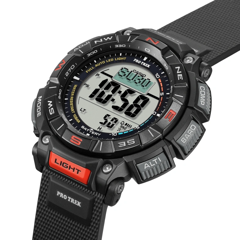 Casio,PROTREK 54.70x51.70mm,54.70x51.70mm,Bio-sourced,Grey,Quartz,Countdown,Chronograph,Month,Date,Hardlex,Glass,Round,PRG340,PRG340-1