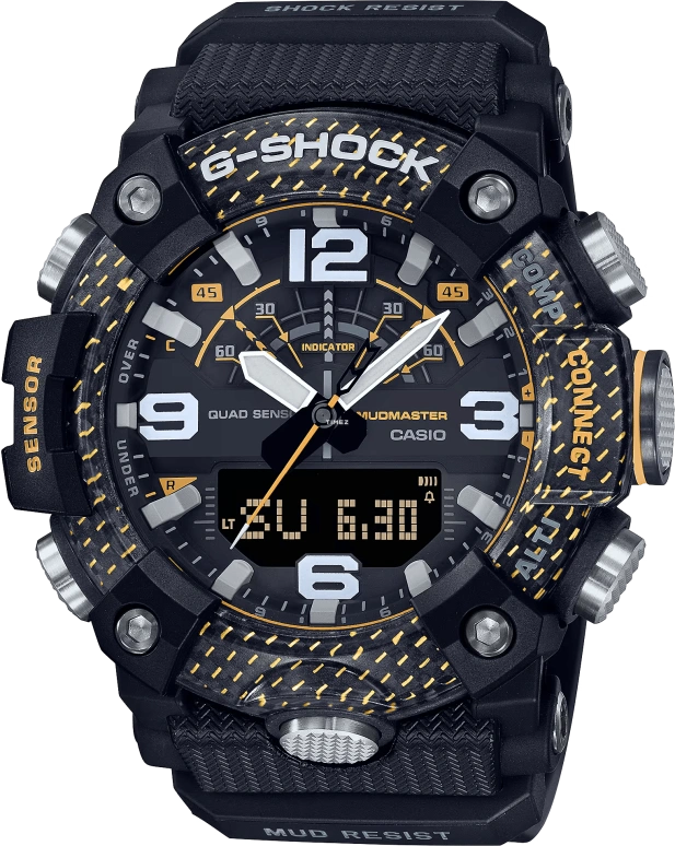 Casio,MASTER OF G - LAND 55.40x51.30mm,55.40x51.30mm,Resin,Carbon,Black,Quartz,Countdown,Chronograph,Month,Date,Hardlex,Round,GGB100Y,GGB100Y-1A