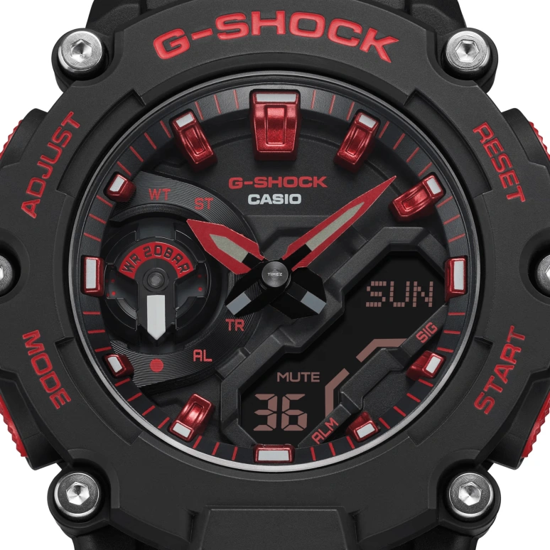 Casio,G-SHOCK 47.10mm,47.10mm,Resin,Carbon,Black,Quartz,Countdown,Chronograph,Month,Date,Hardlex,Round,GA2200BNR,GA2200BNR-1A