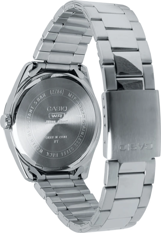 Casio,ANALOGUE 38.50mm,38.50mm,Stainless Steel,Ice Blue,Quartz,Day,Hardlex,MTP1302PEC,MTP1302PEC-2A