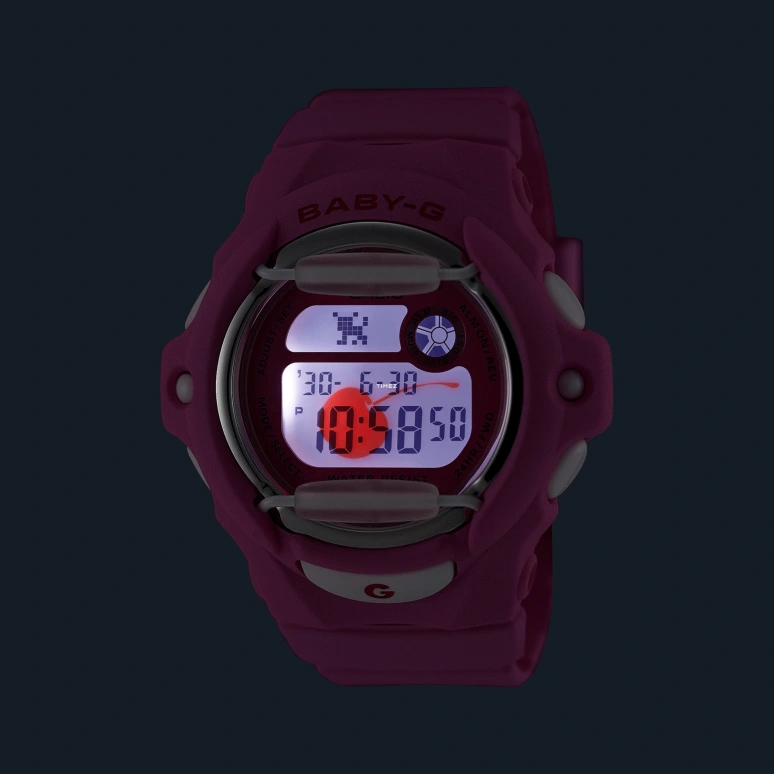 Casio,BG-169 45.90x42.60mm,45.90x42.60mm,Resin,Pink,Quartz,Countdown,Chronograph,Month,Date,Hardlex,Glass,Round,BG169CH,BG169CH-4