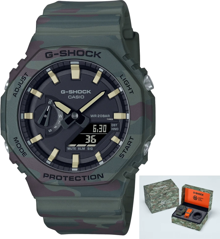 Casio,G-SHOCK 48.50x45.40mm,48.50x45.40mm,Resin,Carbon,Black,Quartz,Countdown,Chronograph,Month,Date,Hardlex,Round,GAE2100WE,GAE2100WE-3A