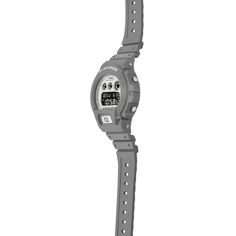 Casio,G-Shock 6900 53.20x50mm,53.20x50mm,Resin,White,Black,Quartz,Countdown,Chronograph,Month,Date,Hardlex,Round,DW6900HD,DW6900HD-8