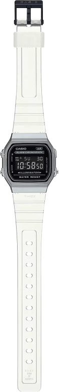 Casio,VINTAGE 39.40x36.30mm,39.40x36.30mm,Resin,Black,Quartz,Chronograph,Date,Day,Hour Strike,Plexi,Square,A168XES,A168XES-1BVT