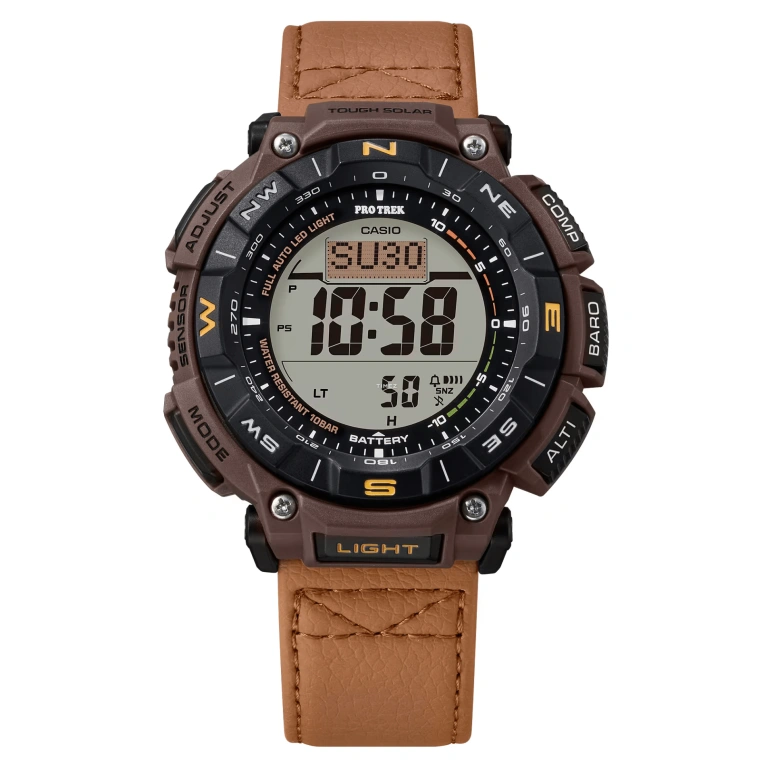 Casio,PROTREK 54.70x51.70mm,54.70x51.70mm,Resin,Bio-sourced,Black,Grey,Quartz,Countdown,Chronograph,Month,Date,Hardlex,Round,PRG340L,PRG340L-5