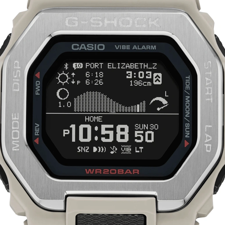 Casio,G-LIDE 50.90x46mm,50.90x46mm,Bio-sourced,Resin,Black,Quartz,Countdown,Chronograph,Month,Date,Hardlex,Square,GBX100,GBX100-8
