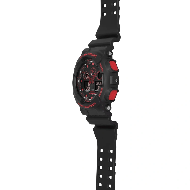 Casio,G-SHOCK 55x51.20mm,55x51.20mm,Resin,Black,Red,Quartz,Countdown,Chronograph,Month,Date,Hardlex,Round,GA100BNR,GA100BNR-1A