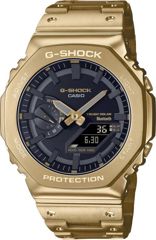 Casio,G-SHOCK 44.40mm,44.40mm,Stainless Steel,Black,Quartz,Countdown,Chronograph,Month,Date,Hardlex,Octagon,GMB2100GD,GMB2100GD-9A
