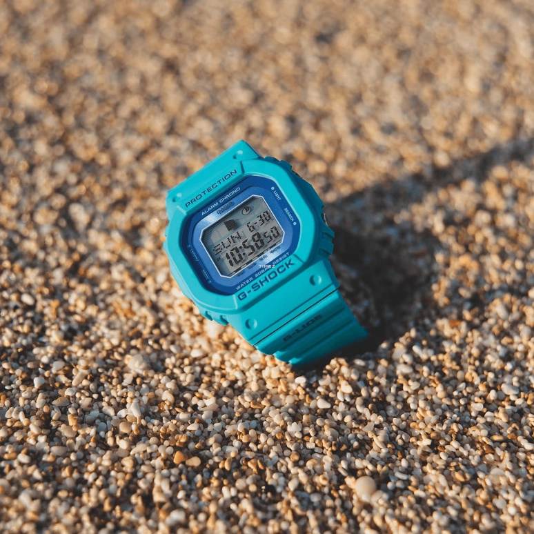 Casio,G-LIDE 45.70x40.50mm,45.70x40.50mm,Bio-sourced,Resin,Blue,Grey,Quartz,Countdown,Chronograph,Month,Date,Hardlex,Square,GLXS5610,GLXS5610-2