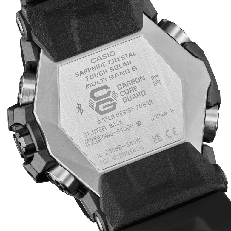 Casio,MASTER OF G - LAND 58.70x52.10mm,58.70x52.10mm,Bio-sourced,Black,Quartz,Countdown,Chronograph,Month,Date,Sapphire,Crystal Glass,Round,GWGB1000,GWGB1000-1A