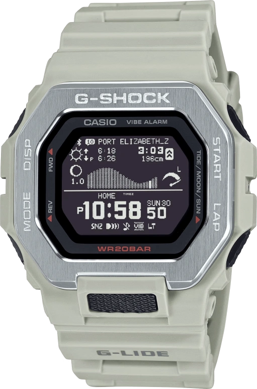 Casio,G-LIDE 50.90x46mm,50.90x46mm,Bio-sourced,Resin,Black,Quartz,Countdown,Chronograph,Month,Date,Hardlex,Square,GBX100,GBX100-8