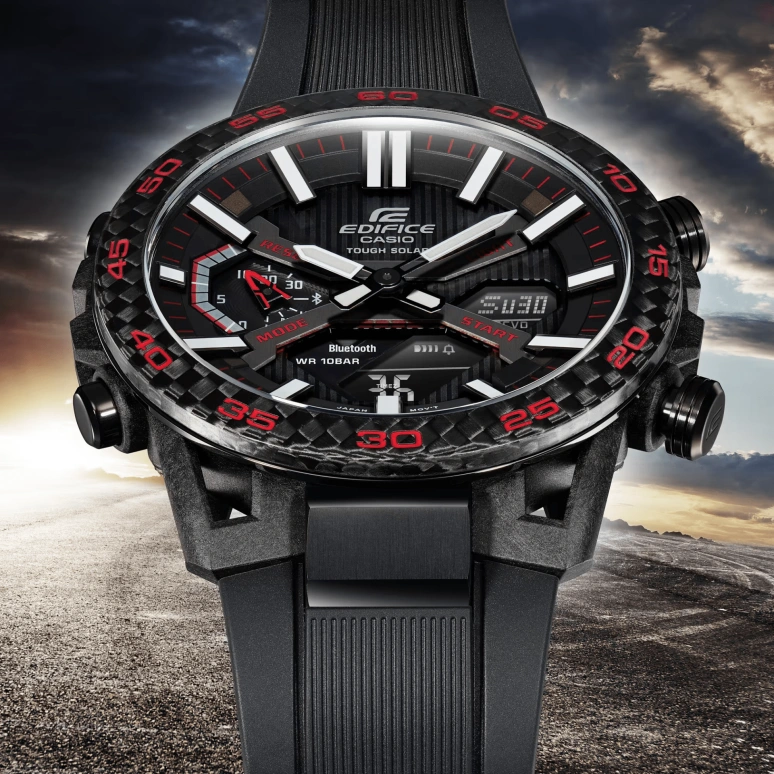 Casio,EDIFICE 47.80mm,47.80mm,Stainless Steel,Black,Quartz,Countdown,Chronograph,Month,Date,Sapphire,Round,ECB2000PB,ECB2000PB-1A