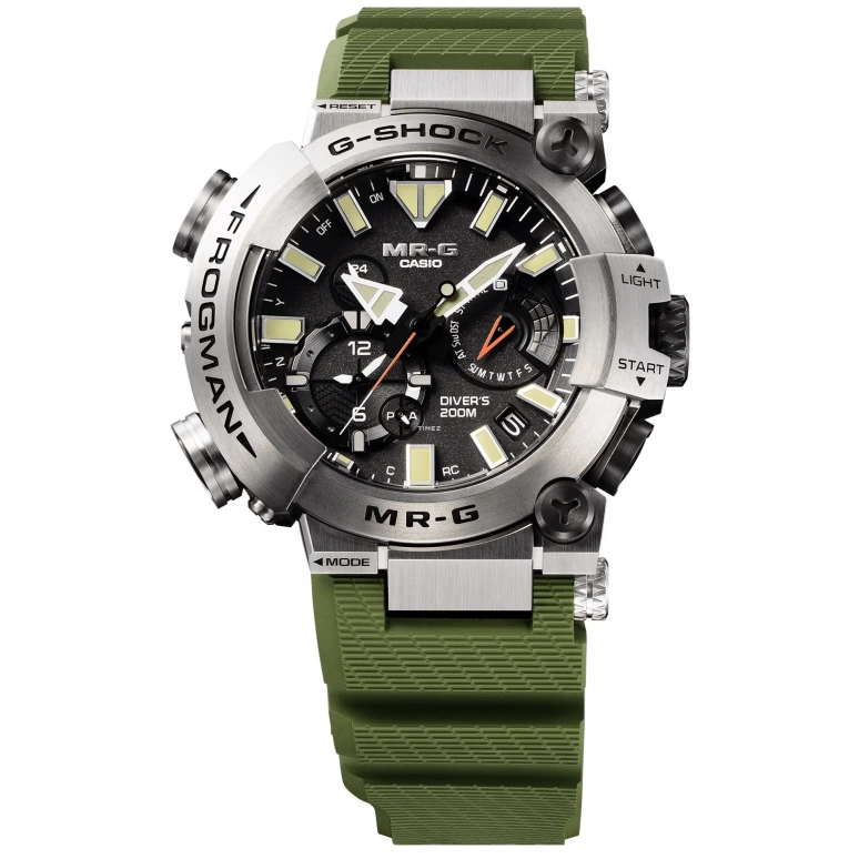 Casio,MR-G 56x49.70mm,56x49.70mm,Titanium,Black,Quartz,Countdown,Chronograph,Date,Day,Sapphire,Crystal Glass,Round,MRGBF1000RG3
