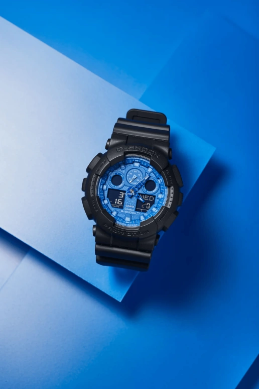 Casio,G-Shock GA-100 51.20mm,51.20mm,Resin,Blue,Quartz,Countdown,Chronograph,Month,Date,Hardlex,Round,GA100BP,GA100BP-1A