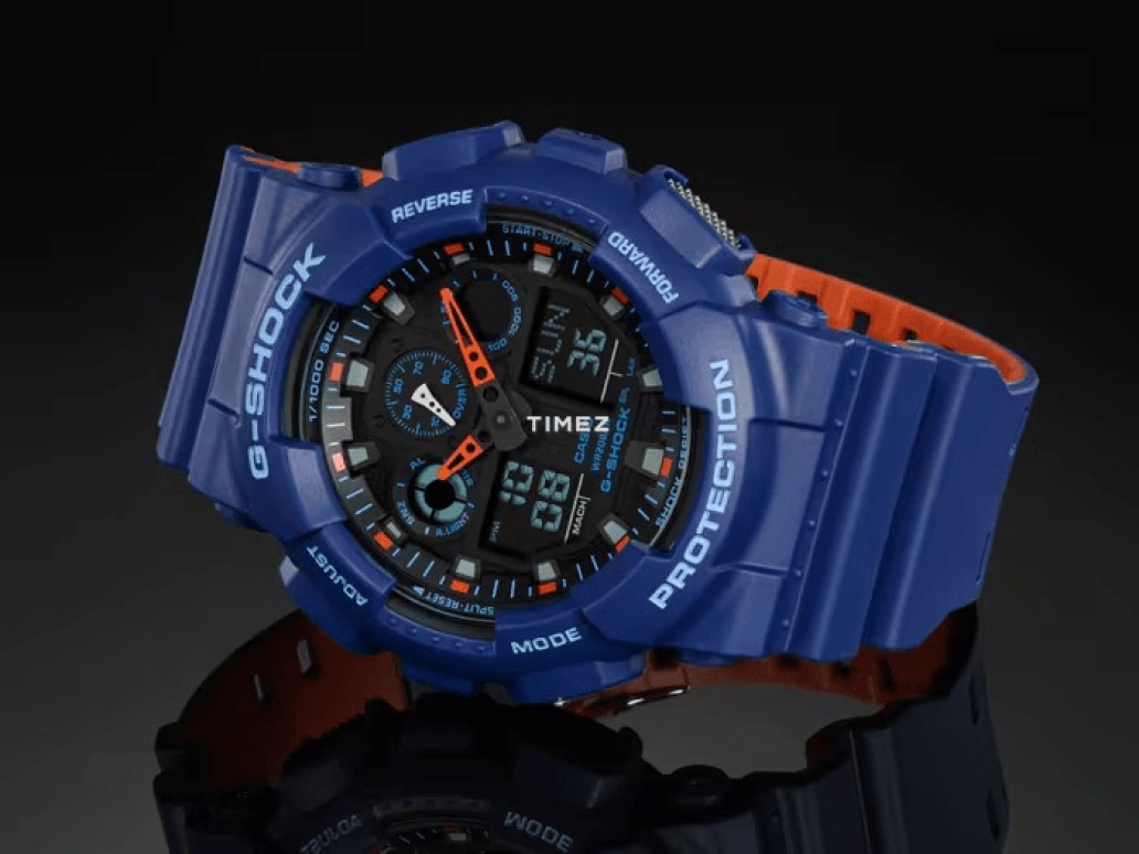 Casio,G-SHOCK 51.20mm,51.20mm,Resin,Blue,Quartz,Countdown,Chronograph,Month,Date,Hardlex,Round,GA100L,GA100L-2A