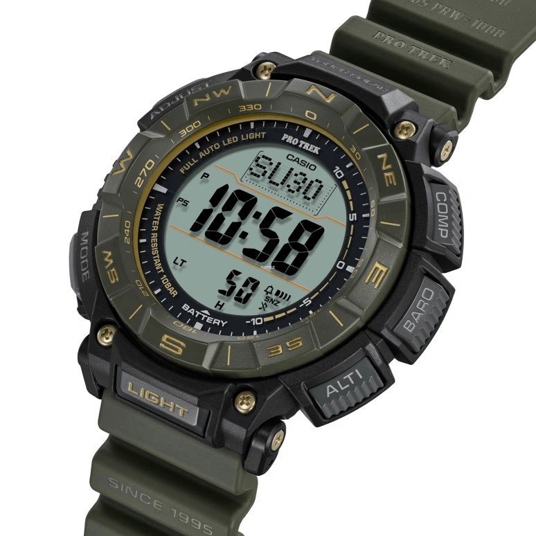 Casio,PROTREK 54.70x51.70mm,54.70x51.70mm,Carbon,Bio-sourced,Resin,Grey,Quartz,Countdown,Chronograph,Month,Date,Hardlex,Round,PRG340ANS,PRG340ANS-3