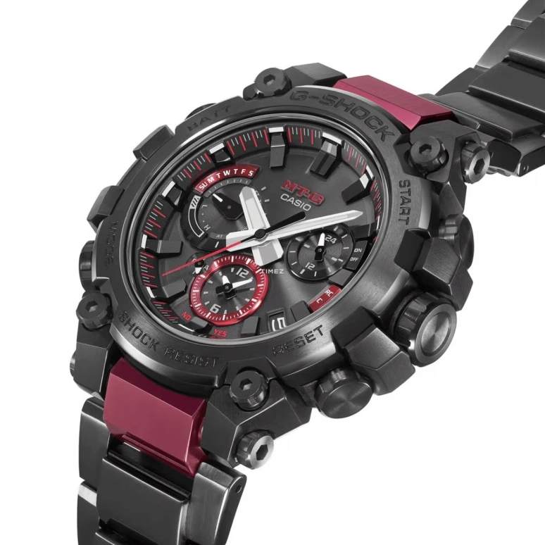 Casio,MTG 51.90x50.90mm,51.90x50.90mm,Stainless Steel,Resin,Black,Quartz,Countdown,Chronograph,Month,Date,Hardlex,Round,MTGB3000BD,MTGB3000BD-1A