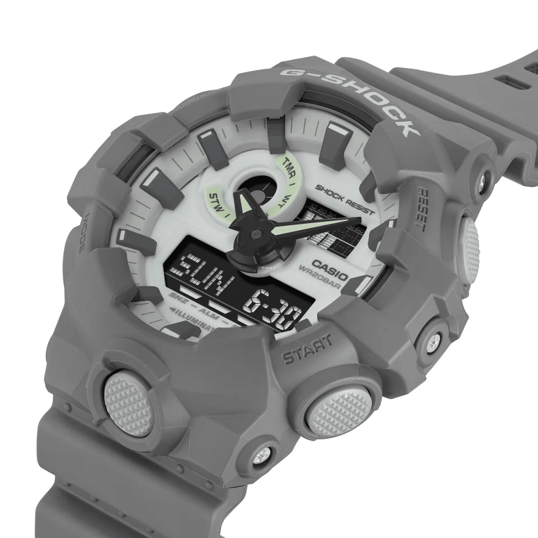 Casio,G-SHOCK 53.40mm,53.40mm,Resin,White,Quartz,Countdown,Chronograph,Month,Date,Hardlex,Round,GA700HD,GA700HD-8A