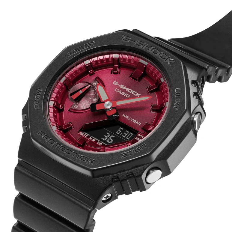 Casio,G-SHOCK 46.20x42.90mm,46.20x42.90mm,Resin,Carbon,Wine Red,Quartz,Countdown,Chronograph,Month,Date,Hardlex,Round,GMAS2100RB1A