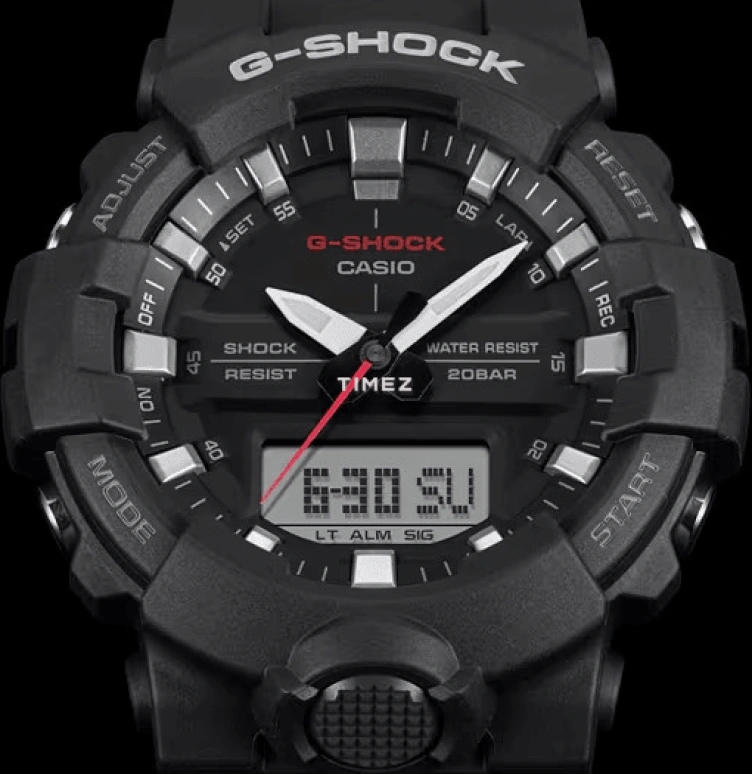 Casio,G-SHOCK 48.60mm,48.60mm,Resin,Black,Quartz,Countdown,Chronograph,Month,Date,Hardlex,Round,GA800,GA800-1A