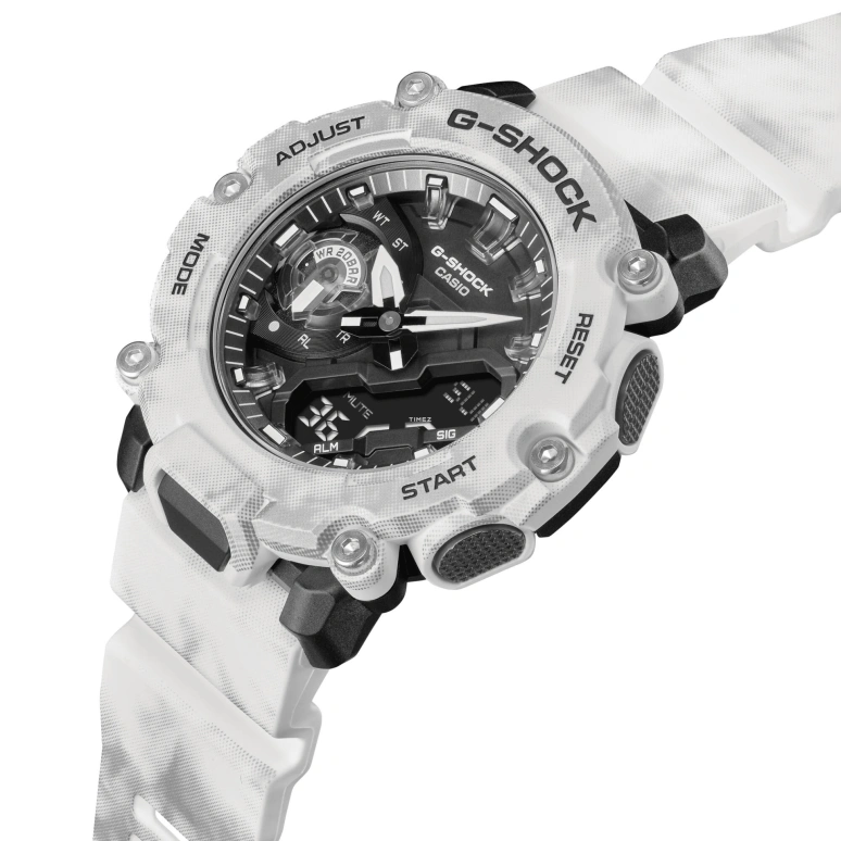 Casio,G-SHOCK 47.10mm,47.10mm,Resin,White,Quartz,Countdown,Chronograph,Month,Date,Hardlex,Round,GA2200GC,GA2200GC-7A
