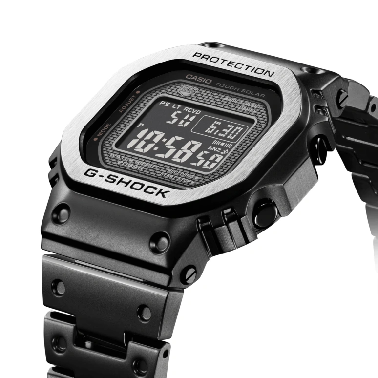 Casio,G-SHOCK 49.30x43.20mm,49.30x43.20mm,Stainless Steel,Black,Quartz,Countdown,Chronograph,Month,Date,Hardlex,Square,GMWB5000MB,GMWB5000MB-1