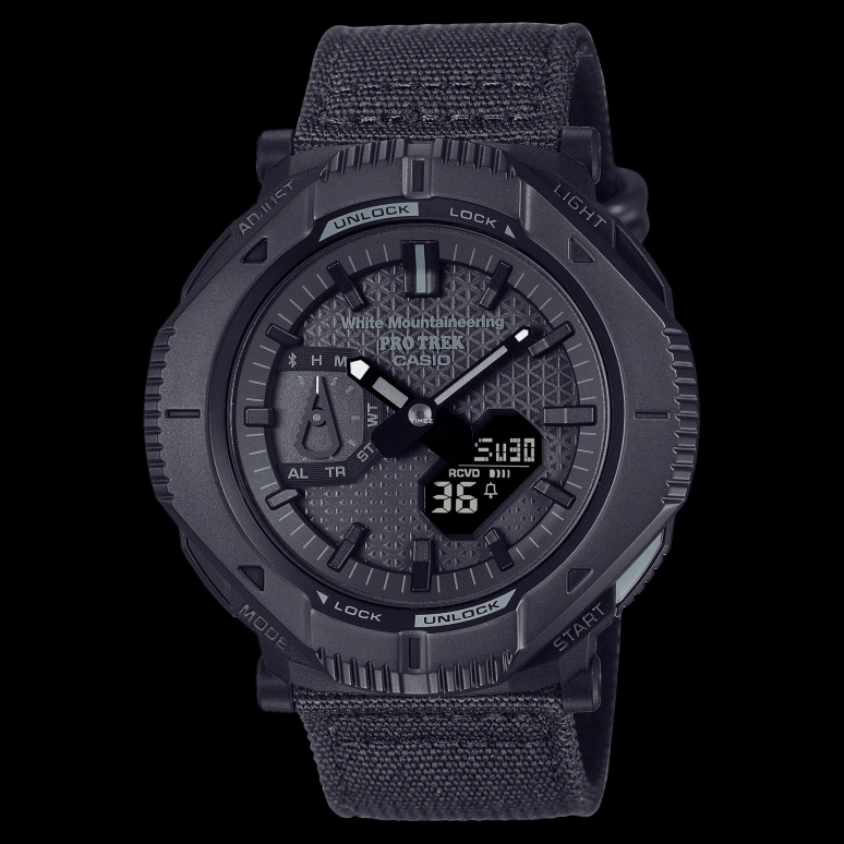 Casio,PROTREK 50.30x46mm,50.30x46mm,Resin,Bio-sourced,Black,Quartz,Countdown,Chronograph,Month,Date,Hardlex,Glass,Square,PRJB001WM,PRJB001WM-1