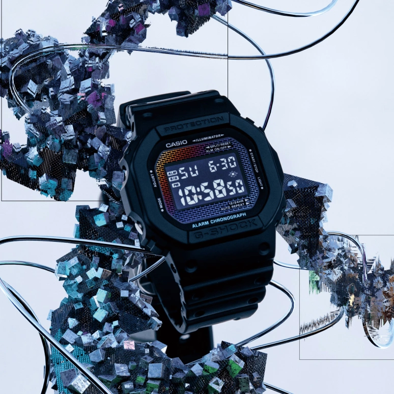 Casio,G-SHOCK 48.90x42.80mm,48.90x42.80mm,Bio-sourced,Resin,Rainbow,Black,Quartz,Countdown,Chronograph,Month,Date,Hardlex,Square,DW5600RW,DW5600RW-1