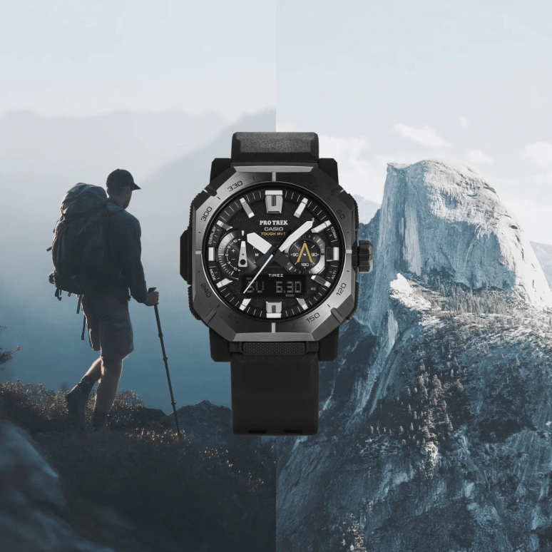 Casio,PROTREK 50.80x45.80mm,50.80x45.80mm,Resin,Stainless Steel,Bio-sourced,Black,Quartz,Countdown,Chronograph,Month,Date,Sapphire,Crystal Glass,Square,PRWB1000,PRWB1000-1