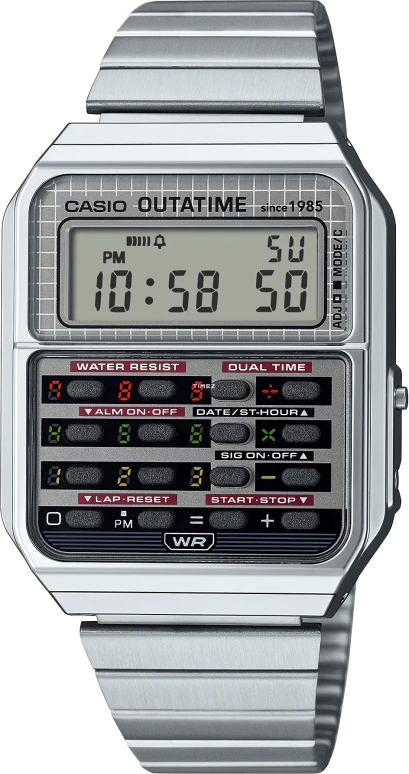 Casio,VINTAGE 43.20x34.40mm,43.20x34.40mm,Resin,Grey,Quartz,Chronograph,Annual Calendar,Month,Date,Plexi,Glass,Rectangular,CA500WEBF,CA500WEBF-1A