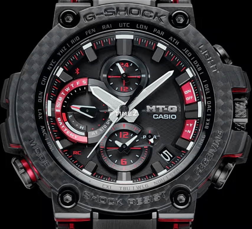 Casio,MTG 55.80x51.70mm,55.80x51.70mm,Resin,Black,Quartz,Countdown,Chronograph,Date,Day,Sapphire,Crystal Glass,Round,MTGB1000XBD1