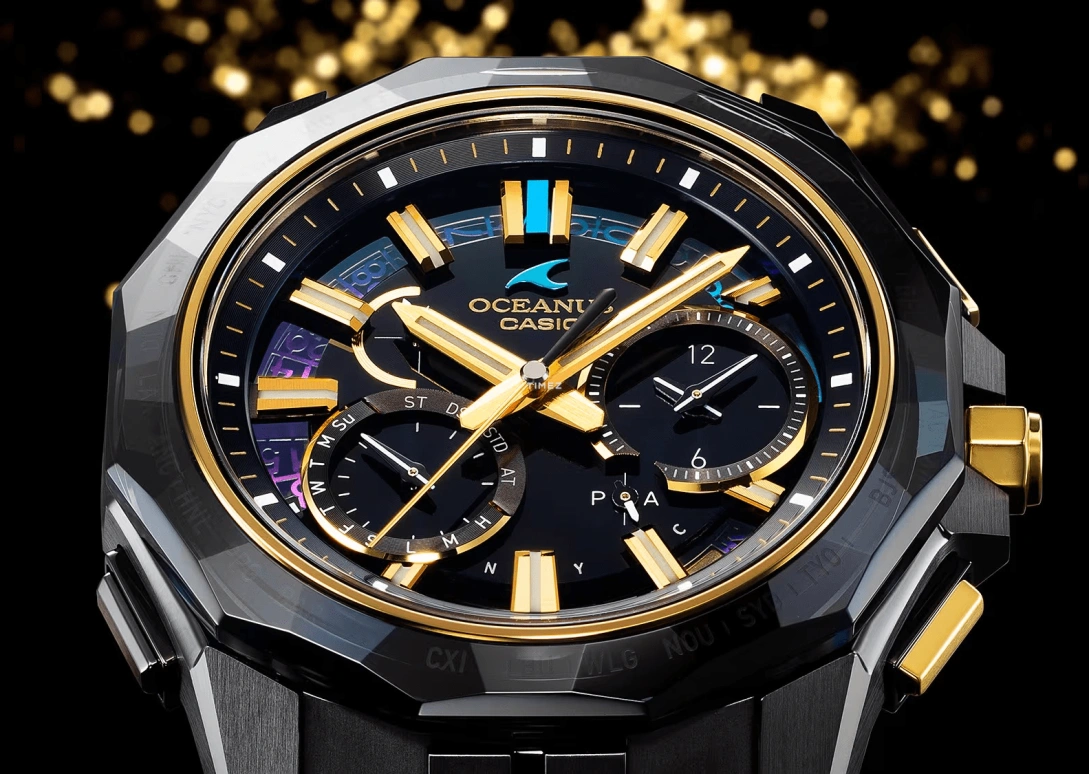 Casio,OCEANUS 47.50x42.80mm,47.50x42.80mm,Titanium,Black,Quartz,Chronograph,Date,Day,World Time,Sapphire,Crystal Glass,Round,OCWSG1000ZE1A