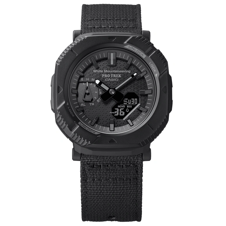 Casio,PROTREK 50.30x46mm,50.30x46mm,Resin,Bio-sourced,Black,Quartz,Countdown,Chronograph,Month,Date,Hardlex,Glass,Square,PRJB001WM,PRJB001WM-1