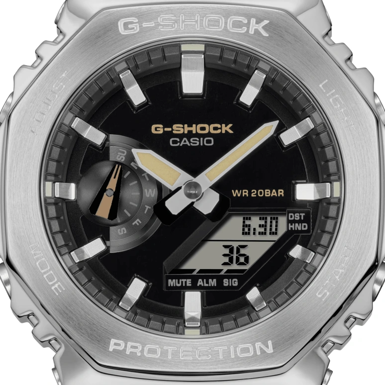 Casio,G-SHOCK 44.40mm,44.40mm,Resin,Black,Quartz,Countdown,Chronograph,Month,Date,Hardlex,Octagon,GM2100C,GM2100C-5A