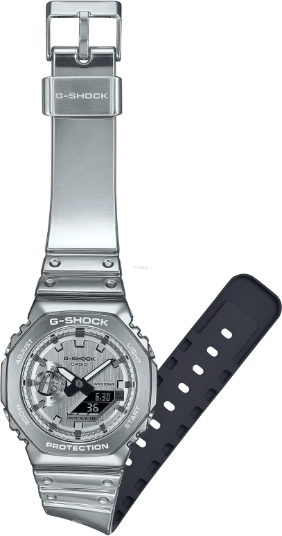Casio,G-STEEL 44.40mm,44.40mm,Stainless Steel,Silver,Quartz,Countdown,Chronograph,Month,Date,Hardlex,Octagon,GM2100YM,GM2100YM-8A
