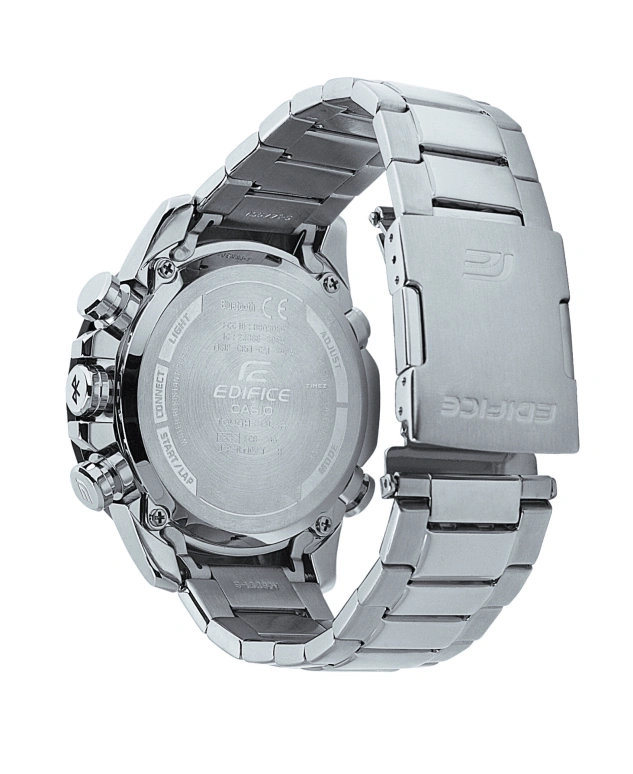 Casio,EDIFICE 49.20mm,49.20mm,Stainless Steel,Black,Quartz,Countdown,Chronograph,Month,Date,Round,Silver,ECB800DB,ECB800DB-1A