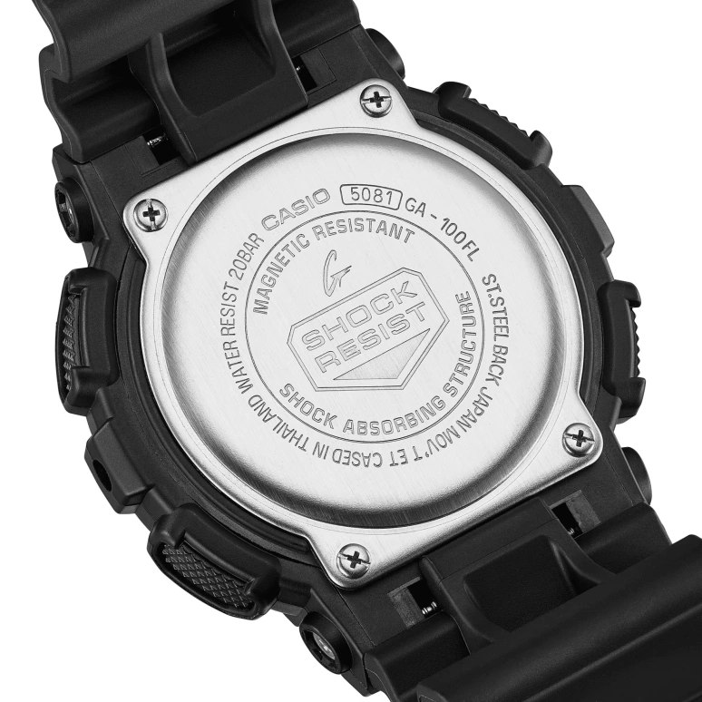 Casio,G-SHOCK 51.20mm,51.20mm,Resin,Blue,Quartz,Countdown,Chronograph,Month,Date,Hardlex,Round,GA100FL,GA100FL-1A
