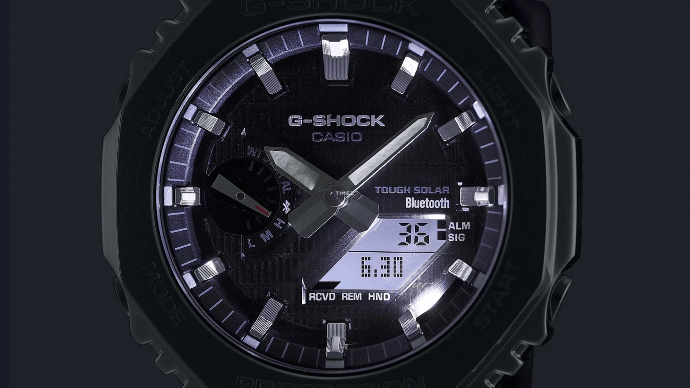 Casio,G-STEEL 49.30x44.40mm,49.30x44.40mm,Bio-sourced,Resin,Stainless Steel,Black,Quartz,Countdown,Chronograph,Month,Date,Hardlex,Octagon,GBM2100,GBM2100-1A