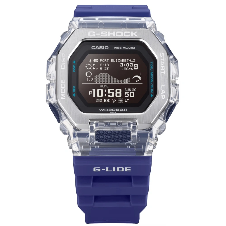 Casio,G-LIDE 50.90x46mm,50.90x46mm,Resin,Stainless Steel,Black,Quartz,Countdown,Chronograph,Month,Day,Hardlex,Square,GBX100S,GBX100S-2