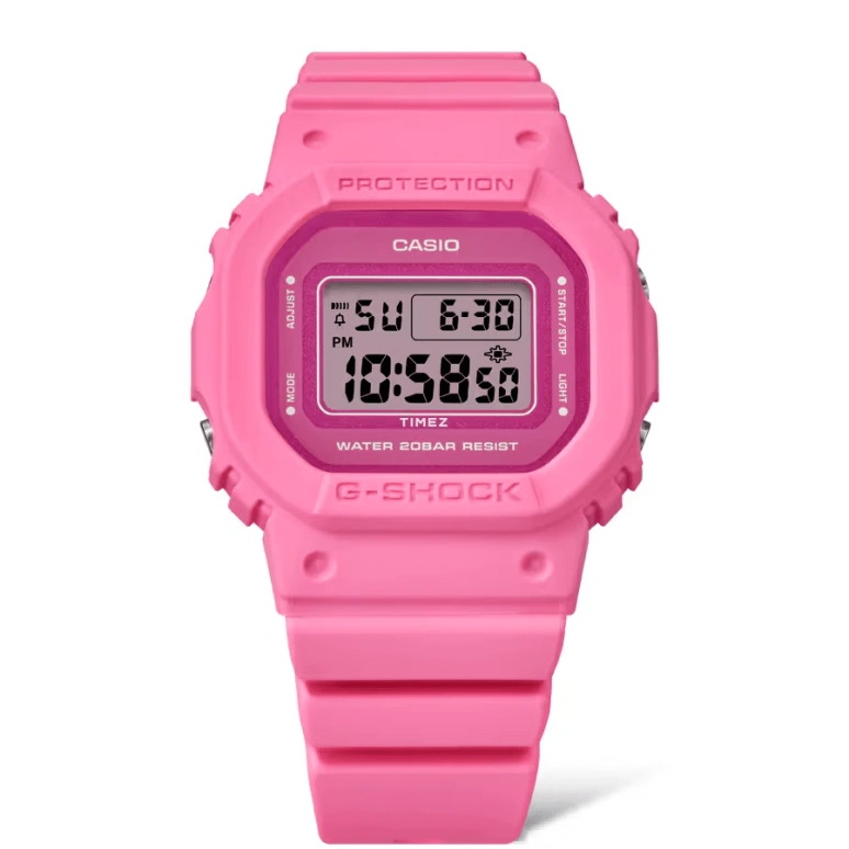 Casio,G-SHOCK 45.70x40.50mm,45.70x40.50mm,Bio-sourced,Resin,Pink,Quartz,Countdown,Chronograph,Month,Date,Hardlex,Glass,Square,GMDS5610PP,GMDS5610PP-4
