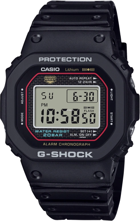 Casio,G-SHOCK 48.90x42.30mm,48.90x42.30mm,Bio-sourced,Resin,Black,Quartz,Countdown,Chronograph,Month,Date,Hardlex,Square,DW5000R,DW5000R-1A