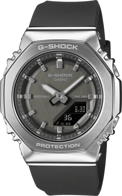 Casio,G-SHOCK 45.90x40.50mm,45.90x40.50mm,Resin,Stainless Steel,Grey,Quartz,Countdown,Chronograph,Month,Date,Hardlex,Octagon,GMS2110,GMS2110-1A1