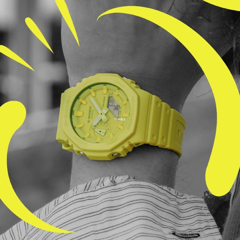 Casio,G-SHOCK 48.50x45.40mm,48.50x45.40mm,Carbon,Bio-sourced,Resin,Yellow,Quartz,Countdown,Chronograph,Month,Date,Hardlex,Round,GA2100,GA2100-9A9