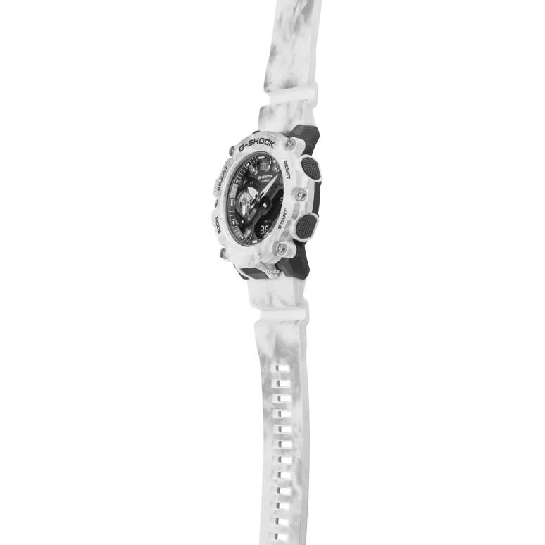 Casio,G-SHOCK 47.10mm,47.10mm,Resin,White,Quartz,Countdown,Chronograph,Month,Date,Hardlex,Round,GA2200GC,GA2200GC-7A
