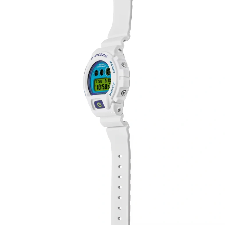 Casio,G-Shock 6900 53.20x50mm,53.20x50mm,Bio-sourced,Resin,Blue,Green,Quartz,Countdown,Chronograph,Month,Date,Hardlex,Round,DW6900RCS,DW6900RCS-7