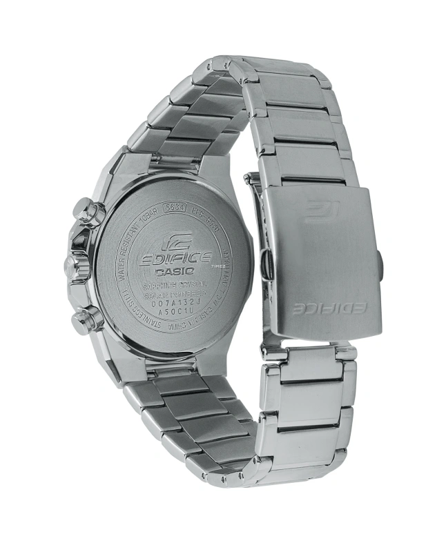 Casio,EDIFICE 49x44mm,49x44mm,Stainless Steel,Black,Quartz,Chronograph,Day,Power Reserve Indicator,Solar Charging,Sapphire,Octagon,EFSS570D,EFSS570D-1A
