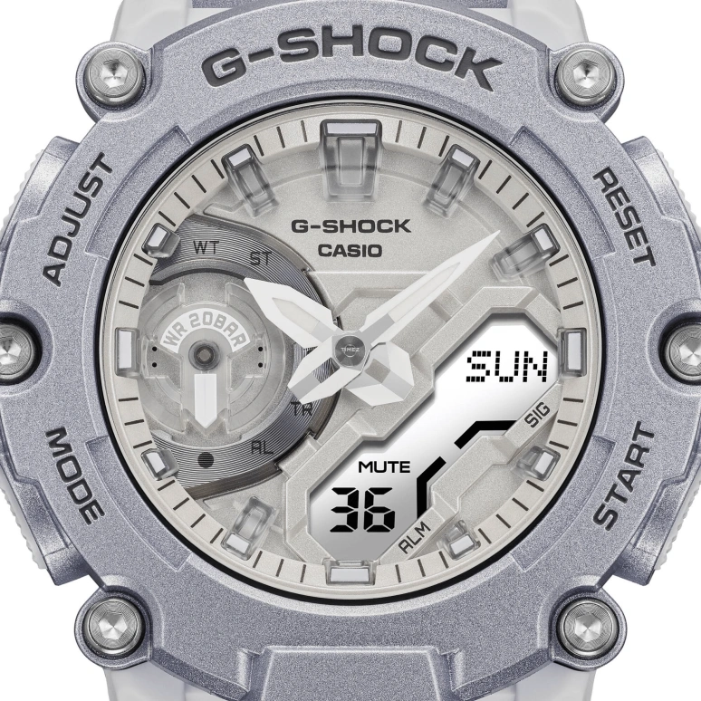 Casio,G-SHOCK 47.10mm,47.10mm,Resin,Carbon,White,Quartz,Countdown,Chronograph,Month,Date,Hardlex,Round,GA2200FF,GA2200FF-8A